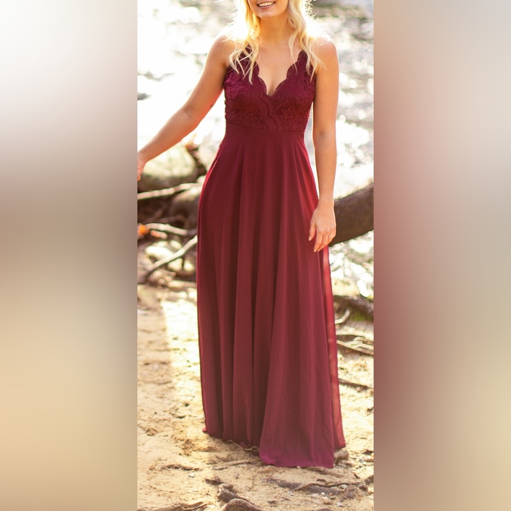 Madalyn Burgundy Lace Maxi Dress